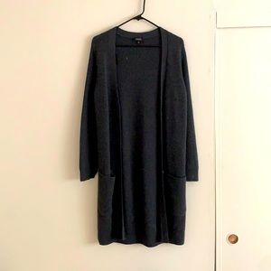 Long grey knit ribbed Aritzia sweater cardigan